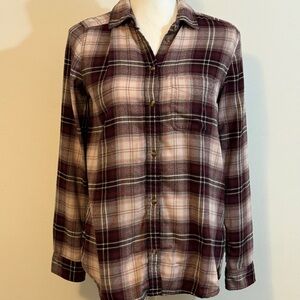 American Eagle Ahh-Mazingly Soft Boyfriend Fit Plaid Flannel Shirt — Size Small